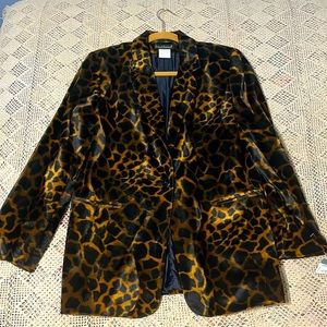 Vintage Giraffe Print Faux Fur Blazer